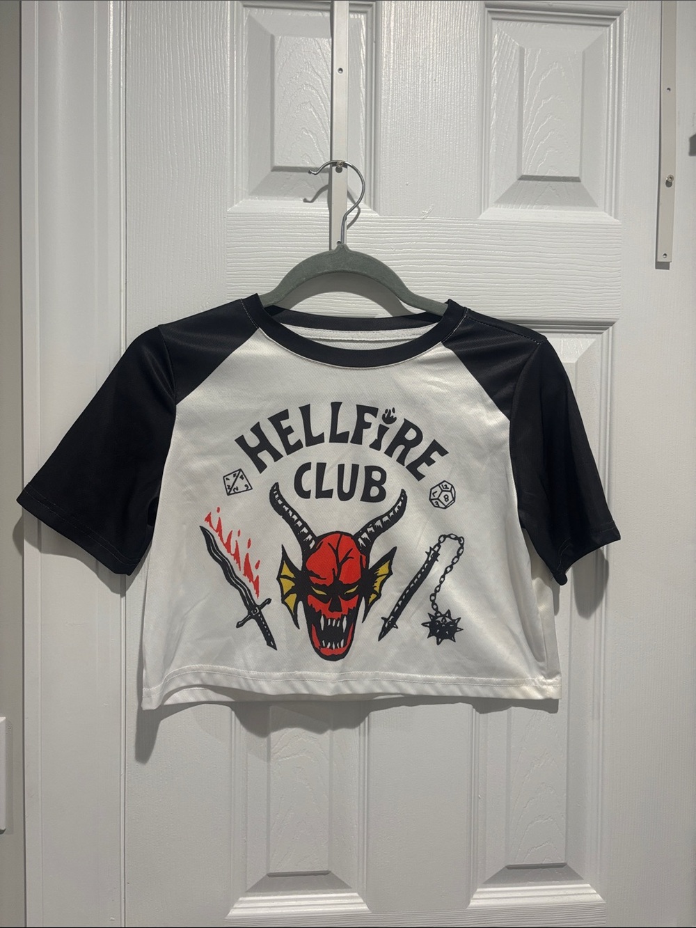 Hellfire Club Graphic Raglan Kids Tee - Black & White